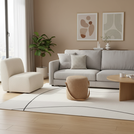 Lamb Velvet Round Stool for Living Room, Multi-Purpose Ottoman for Sofa & Coffee Table, Compact Home Decor Stool​ - gallery 2