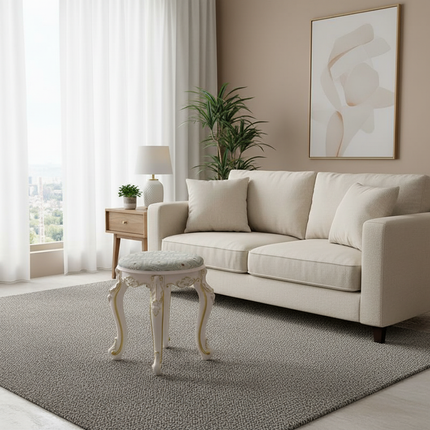 Retro Fabric Dressing Chair, Child Round Stool, Dressing Seat, Home Furniture, Living Room Dinning Chair, ABS Leg, Round Ottoman - gallery 2