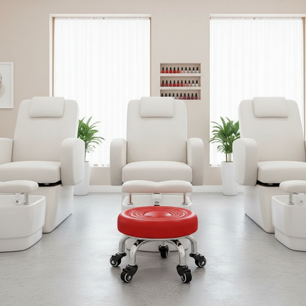 5-Wheel Metal Stool - Thickened Silent Low Stool with Sturdy Frame for Home/Foot Spa/Cosmetology/Kids - gallery 2