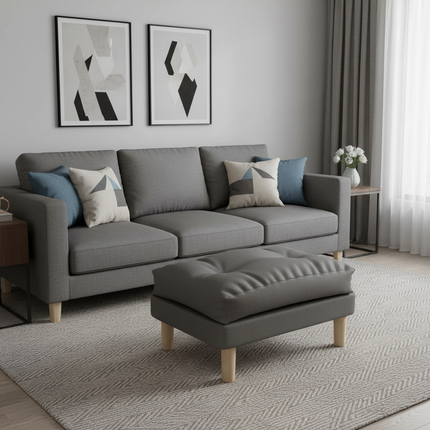 ‌Ergonomic Ottoman Footrest - Adjustable Height Sofa Stool with Memory Foam Leg Rest & Shoe Bench Storage Solution‌ - gallery 2