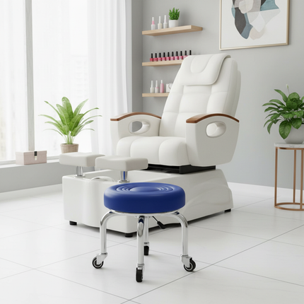 5-Wheel Metal Stool - Thickened Silent Low Stool with Sturdy Frame for Home/Foot Spa/Cosmetology/Kids - gallery 2