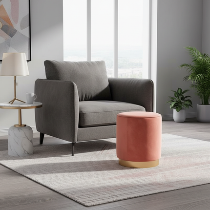 Living Room Round Stool Vanity Stool Velvet Ottoman Footrest Home Office  Compact Low Pouf  Shoe changing stool Dia33XH42cm - gallery 2