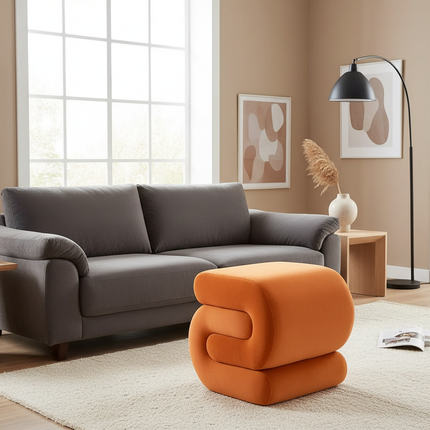 Modern Foot Stool Ottoman, S-Shaped Velvet Vanity Stool, Upholstered Sofa Footrest Extra Seating Pouf for Bedroom - gallery 2