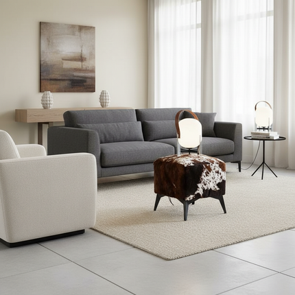 ‌Faux Leather Ottoman, Plush Entryway Bench, Velvet Square Stool, Minimalist Footrest for Bedroom/Balcony with Non-Skid Base - gallery 2