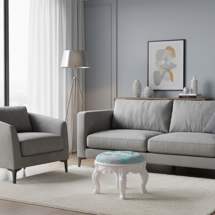 Retro Carved Small Stool Luxury Leather Cushion Creative Low Seat Elegant Room Sofa Chair Stylish Seating Decorative Footrest - gallery 2