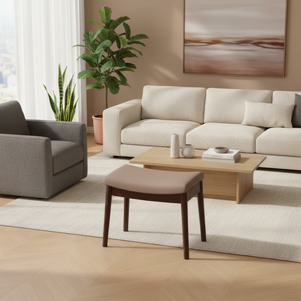 Foot Stool, Saddle Cushion Vanity Stool, Modern Concave Ottoman with Upholstered Seat for Entryway, Bedroom, Patio, Living Room. - gallery 2