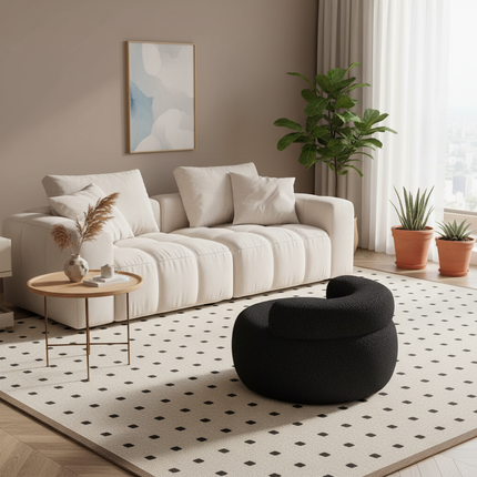 Soft Sofa Stool Household Round Stools Imitation Lamb Cashmere Ottoman Wooden Adults Feet Rest Bedroom Footrest Home Furniture - gallery 2