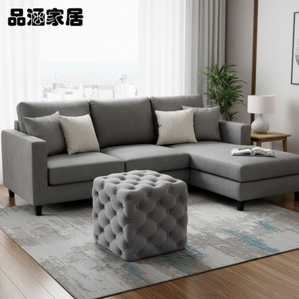 Light Luxury Velvet Foot Pedal Living Room Shoe Bench Creative Pull Buckle Hallway Ottoman High Elastic Sponge Dressing Stools - gallery 2