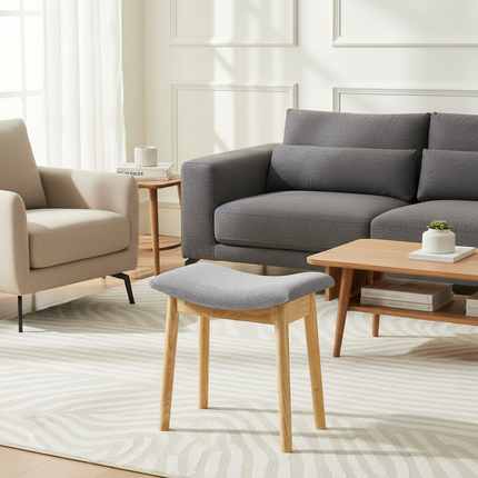 Vanity Stool Vanity Chair 18 Inch-  Stool Chair Wood Legs, Modern Piano Bench Makeup and Foot Stool for Bedroom. - gallery 2