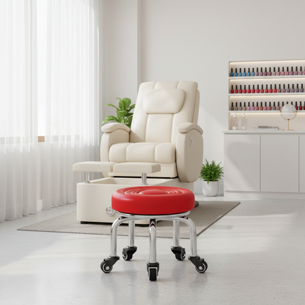 5-Wheel Metal Stool - Thickened Silent Low Stool with Sturdy Frame for Home/Foot Spa/Cosmetology/Kids - gallery 2