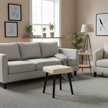 Pouf Dressing Table Stool Teddy Velvet Salon Footrest Rectangular Pouf with Padded Seat for Bedroom Living Room - gallery 2