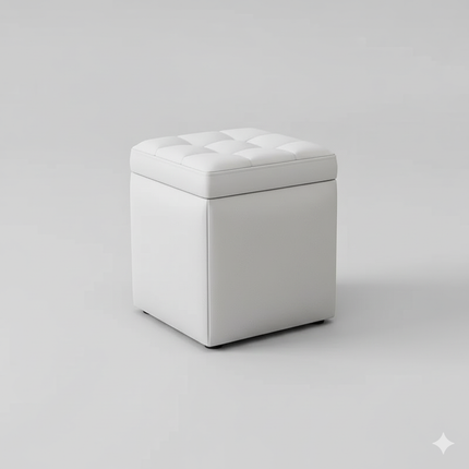 Repose Pied Salon Blanc Capitonné Rangement