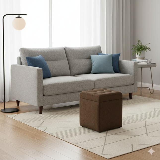 Repose Pied Salon Marron Capitonné Confort Rangement