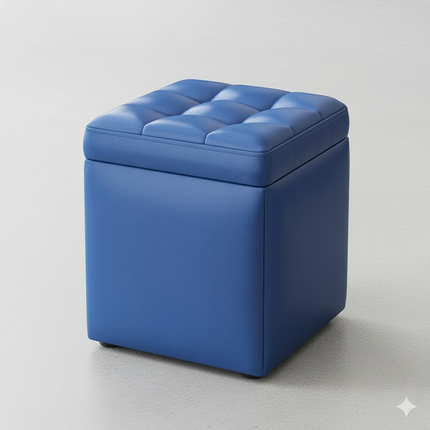 Repose Pied Salon Bleu Capitonné Rangement