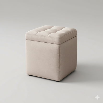 Repose Pied Salon beige carré rangement